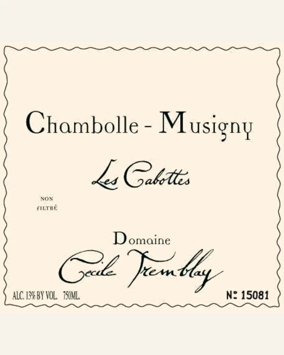 Cecile Tremblay Chambolle Musigny Les Cabottes酒标与酒瓶图片