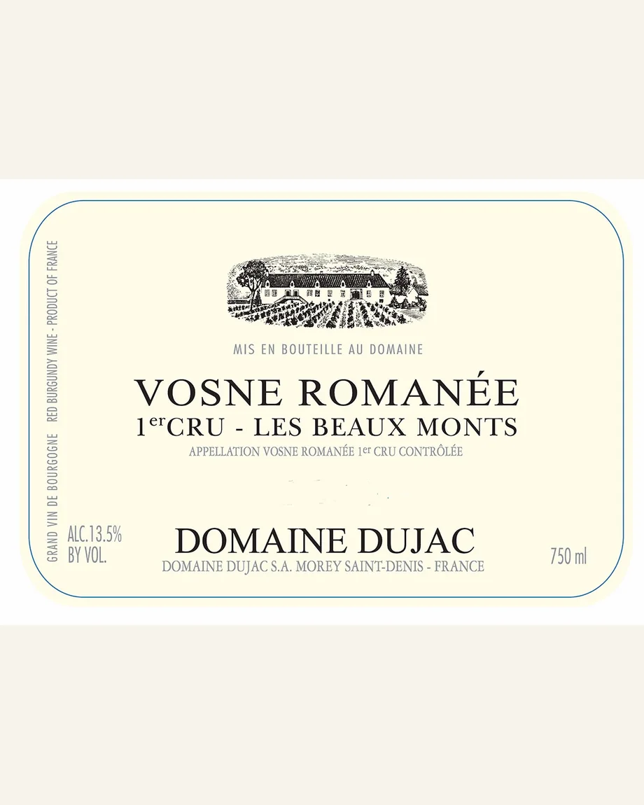 Dujac Vosne Romanee Les Beaux Monts沃恩罗曼尼一级田(北部)酒标与酒瓶图片
