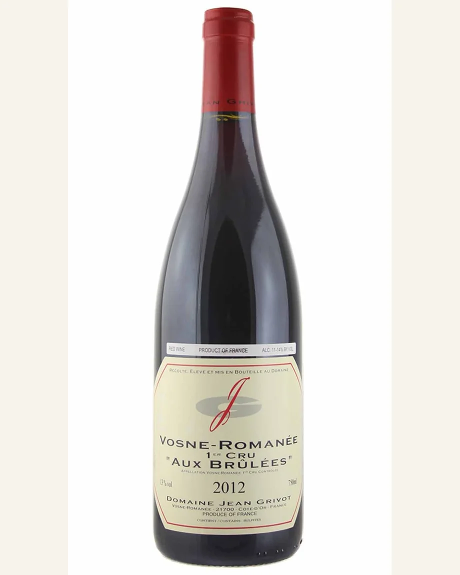Jean Grivot Vosne Romanee Aux Brulees沃恩罗曼尼奥布利一级田酒标与酒瓶图片