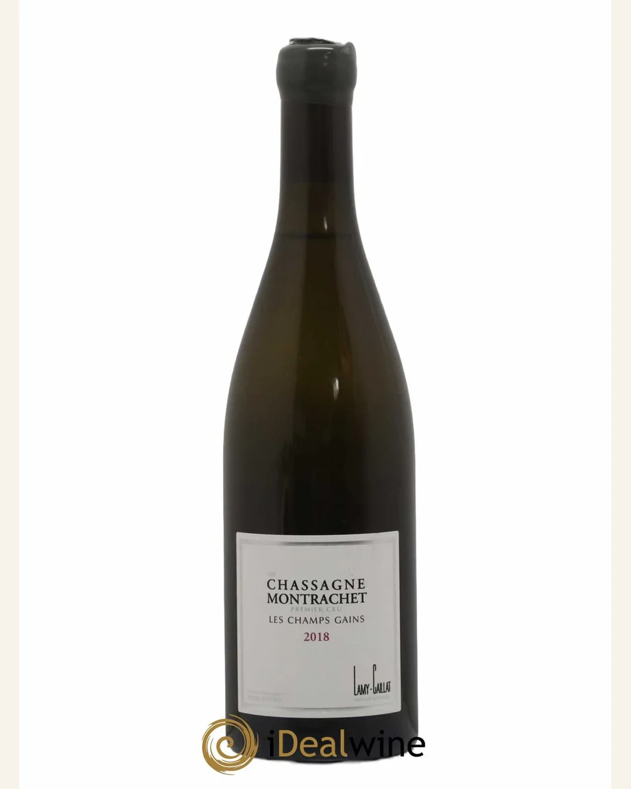 Lamy Caillat Chassagne Montrachet Les Champs Gain夏山蒙哈谢尚甘一级园酒标与酒瓶图片